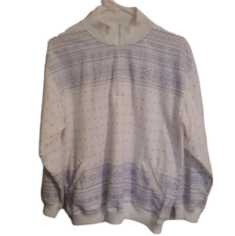 Vintage Pastel Fair Isle Half Zip Sweatshirt Large